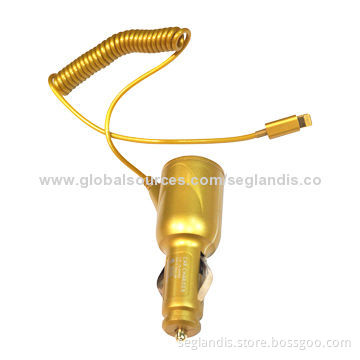 Car Charger for iPad Mini/iPhone5C/5S (Gold)
